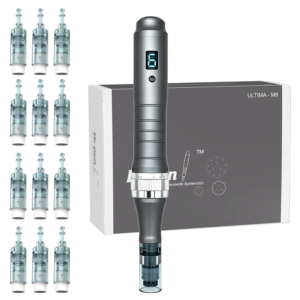 Professional Microneedling Auto Derma Pen M8 Micro Needling Dermapen Kit for Skin Care with 22 Pcs Pins 0.25mm