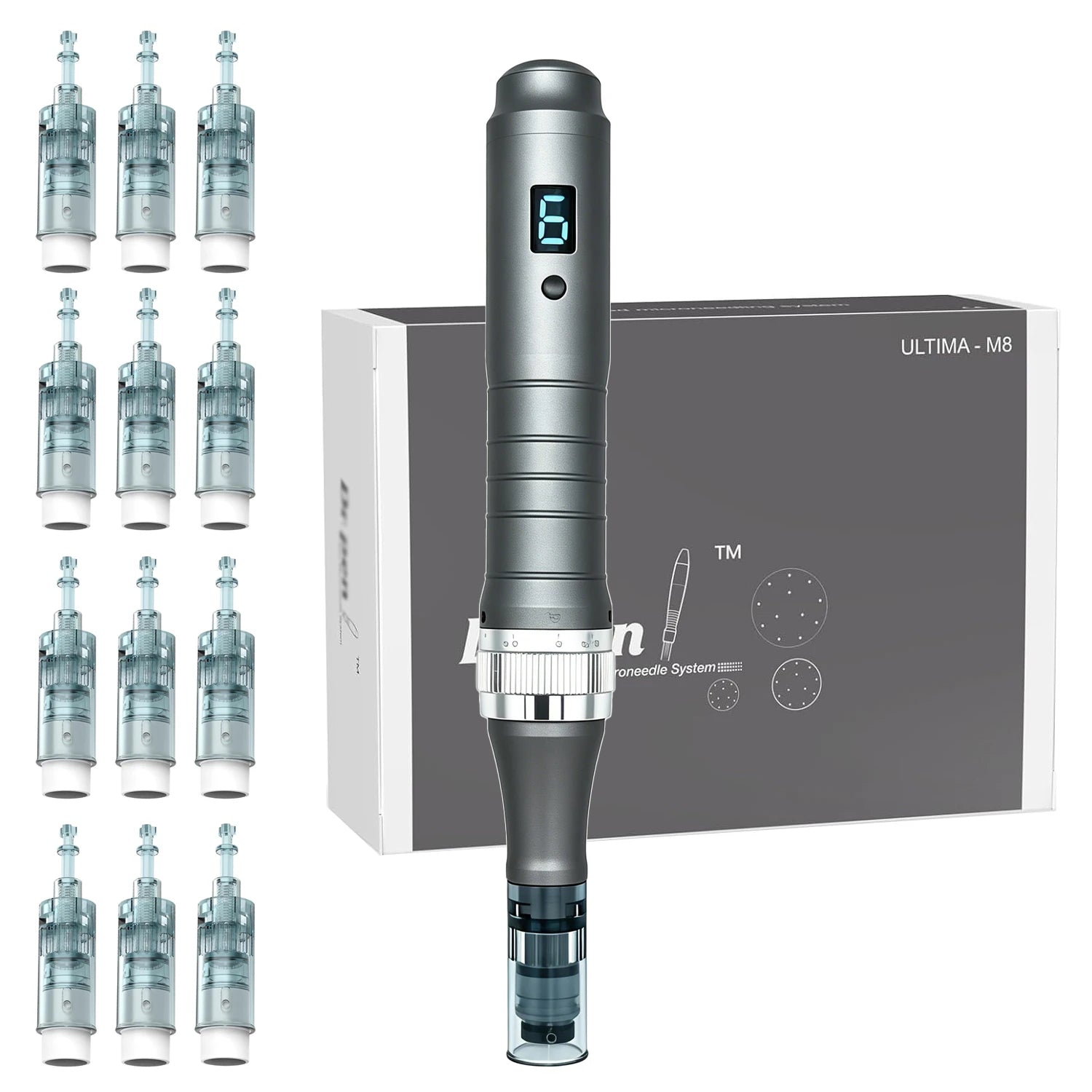 Professional Microneedling Auto Derma Pen M8 Micro Needling Dermapen Kit for Skin Care with 22 Pcs Pins 0.25mm