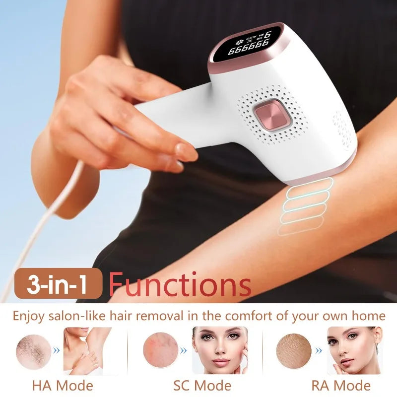 Hair Removal with Ice Cooling Care Function for Women Permanent,999,999 Flashes Painless IPL Hair Remover Device