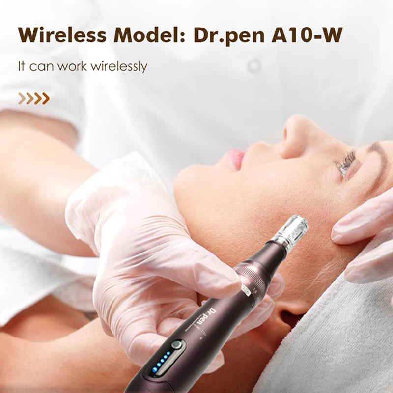 Electric Derma Pen Ultima A10 12 Pcs 0.25mm Needle Professional Nanoneedles  Machine Skincare Tool SPA Care