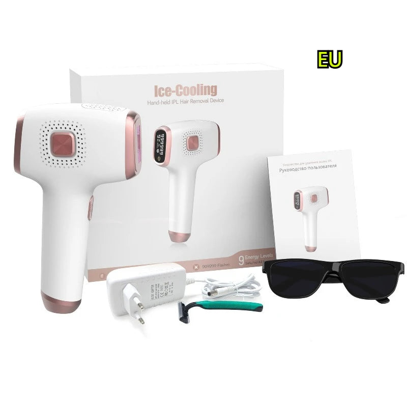 Hair Removal with Ice Cooling Care Function for Women Permanent,999,999 Flashes Painless IPL Hair Remover Device