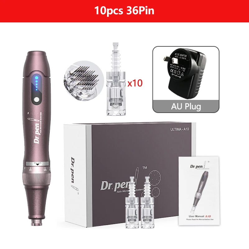 Electric Derma Pen Ultima A10 12 Pcs 0.25mm Needle Professional Nanoneedles  Machine Skincare Tool SPA Care