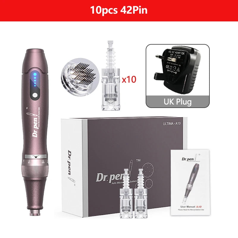Electric Derma Pen Ultima A10 12 Pcs 0.25mm Needle Professional Nanoneedles  Machine Skincare Tool SPA Care